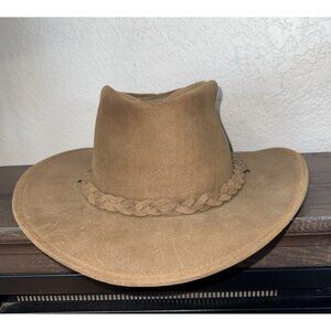 Henschel H1H Dark Brown Leather Braided Band Cowboy Hat Men XL Western Rodeo